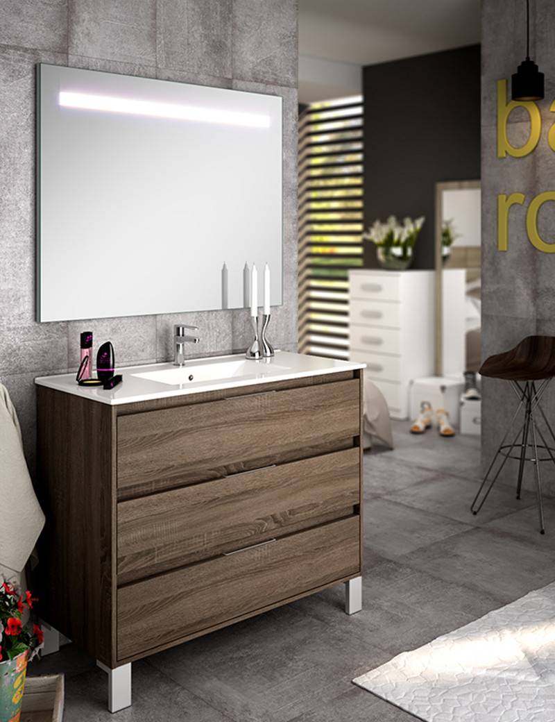 Mueble de baño con lavabo integrado, diseño moderno desde el suelo