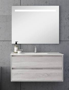 Ambiente baño con espejo LED 100 x 80 cm.