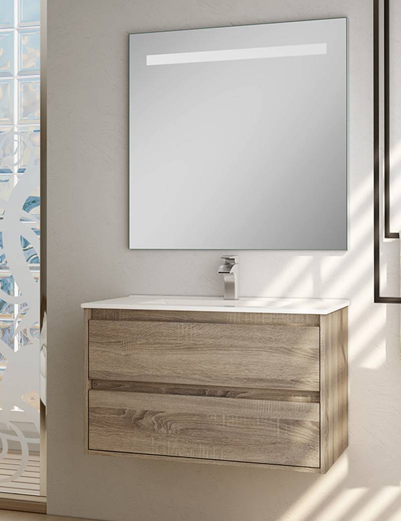 Aquareforma | Mueble de Baño con Lavabo y Espejo | Mueble Baño Modelo  Bolton 3 Cajones con Patas | Muebles de Baño | Diferentes Acabados Color 