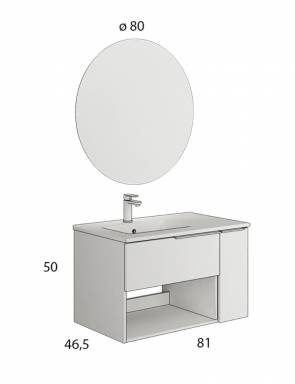 Mueble de baño suspendido Luton 80 cm ancho Negro Mate - Comprar